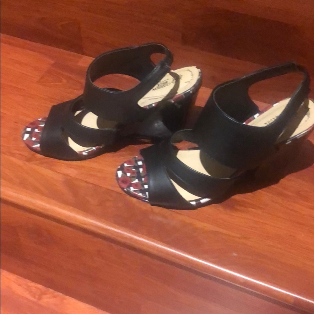 Black open toe high heels